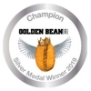 Emblem for the Silver Medal Winner 2019 Golden Bean Awards. This award was earned by Amavida Coffee Roaster's Espresso Mandarina.