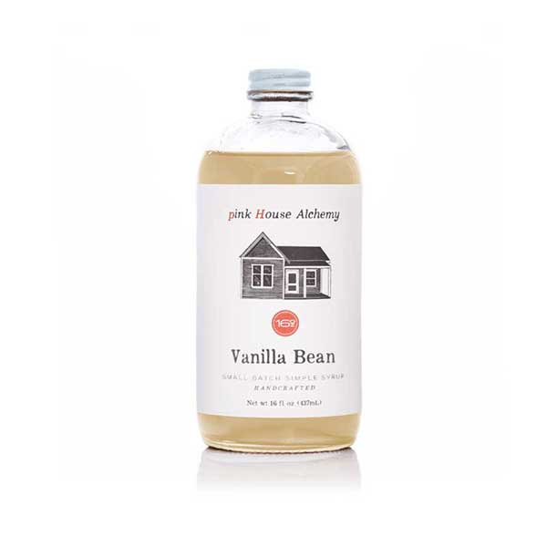 Bottle of Vanilla Bean Flavor Syrup by pink House Alchemy.