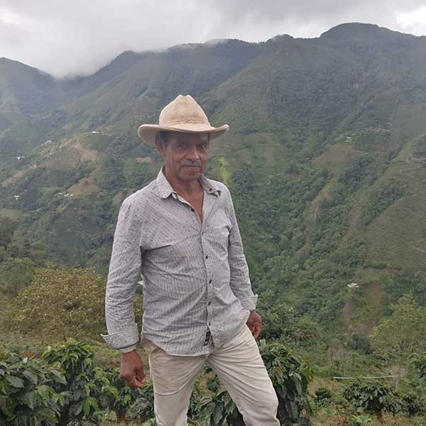 organic Colombian coffee farmer, Jorge Dussan, at his farm Finca El Ilusión at 1900 meters above sea level.