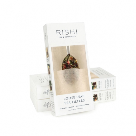 Three white 100 count boxes of natural hemp Loose Leaf Tea Bags from Rishi.