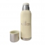 Front view of custom Hyper Pure Ceramic 36 oz Amavida Coffee Thermos with Cup in cream color.