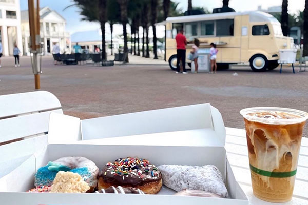 Enjoying Donuts and Coffee from the Amavida Donut Truck in Seaside, FL.